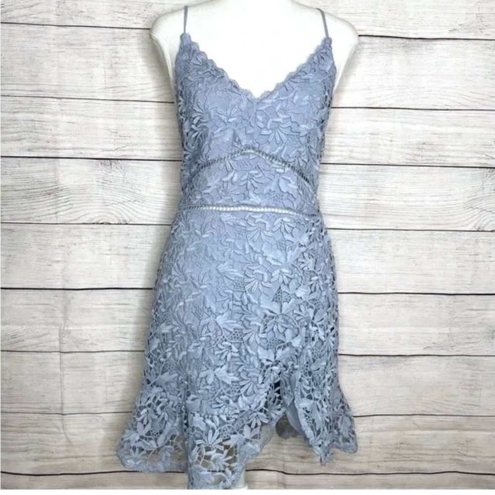 Abercrombie & Fitch Light Blue Open Floral Crochet Dress M
